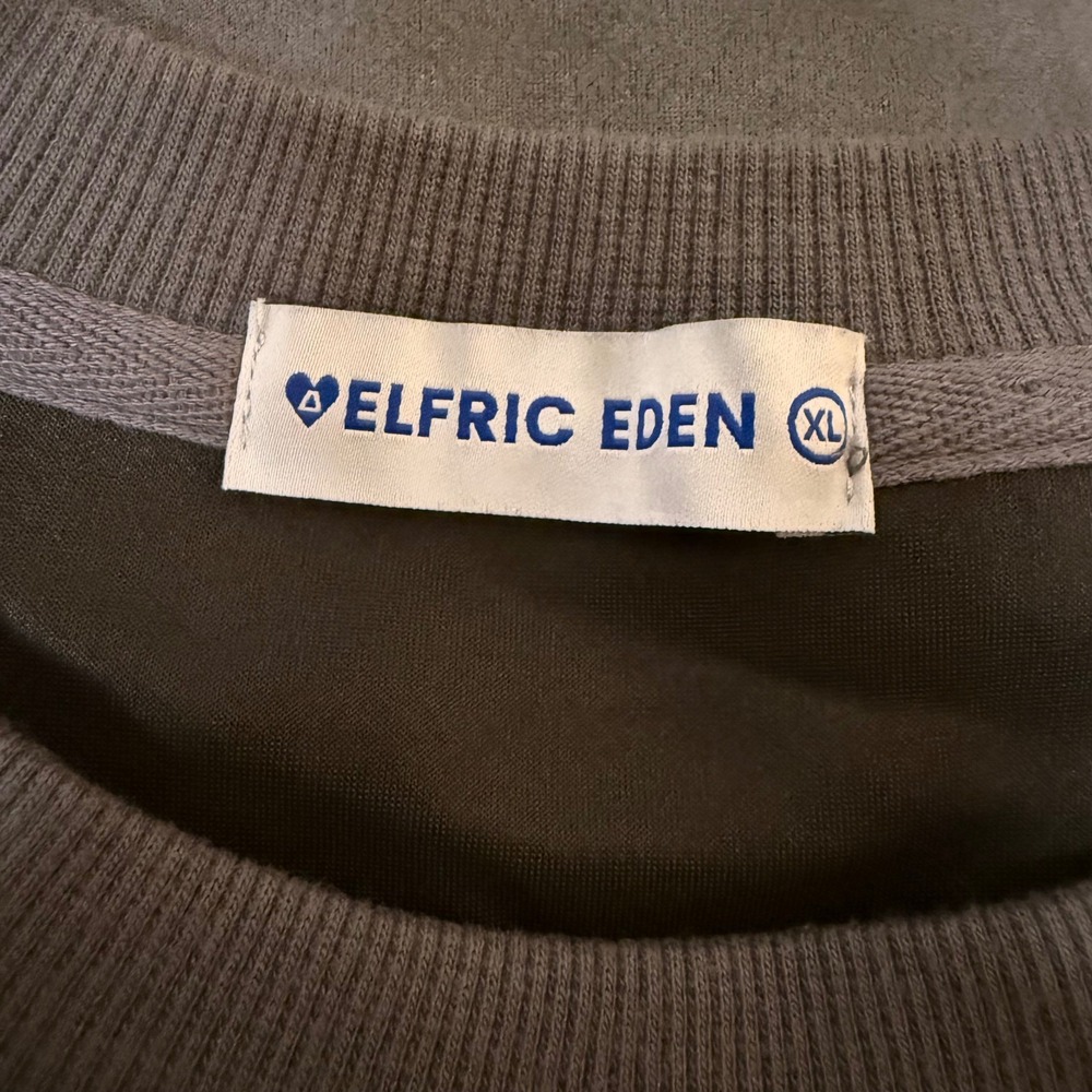 Men's Aelfric Eden Gray Oversized Crewneck Suede Sweatshirt Graphic Print SZ XL - Picture 9 of 10